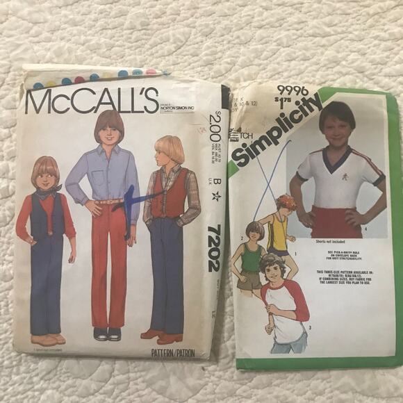 Vintage McCalls and Simplicity Boys Seperates Pattern Sz 8-12 Lot of 2 Uncut - Picture 1 of 7